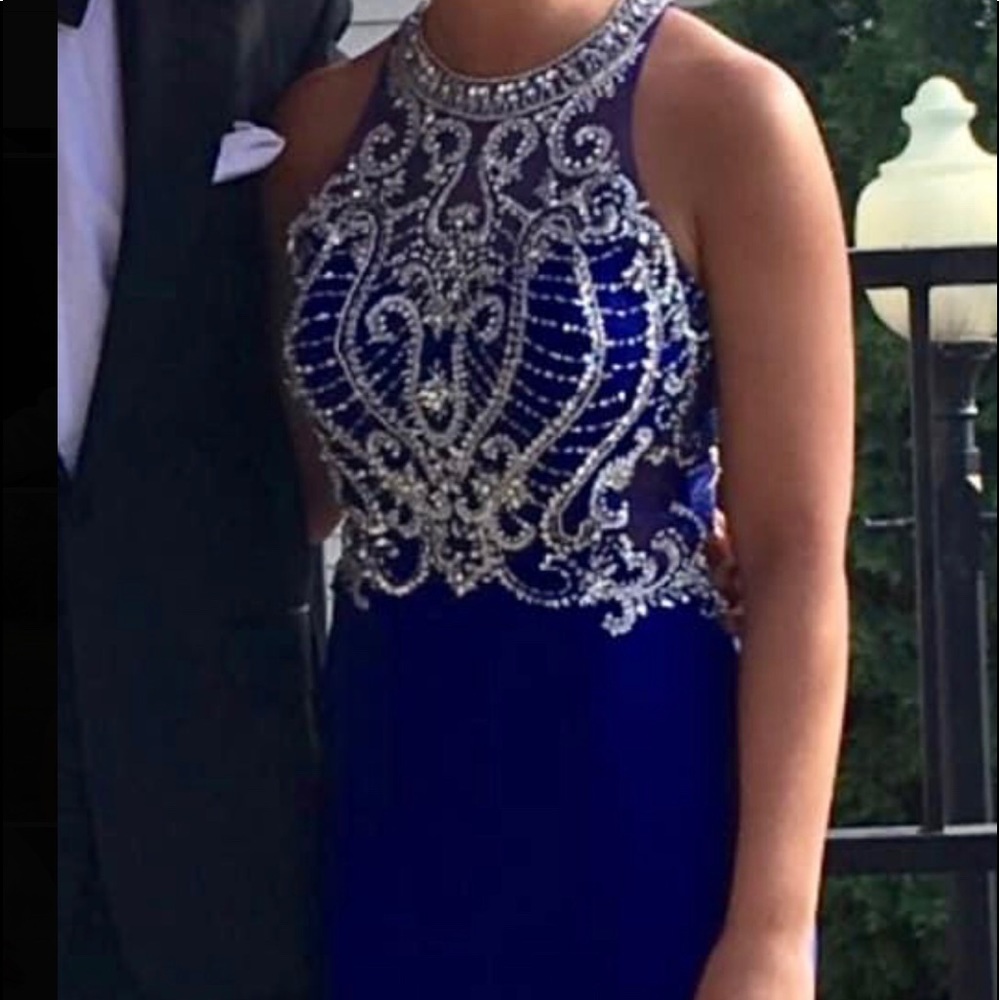 Royal Blue prom dress with gem detailing